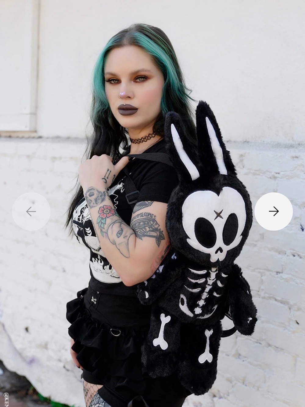 RIP Rabbit Plush backpack Goth Emo Skelanimal Skeleton Animal by Vampire Freaks